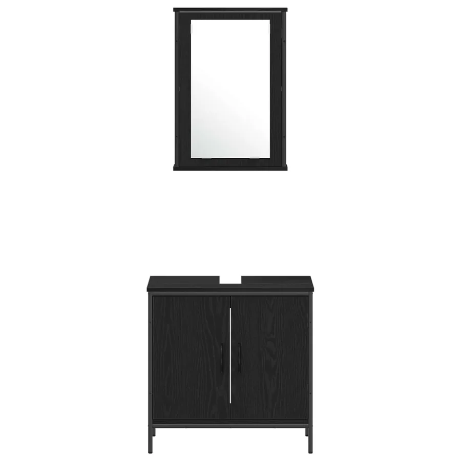 Ensemble de mobilier de salle de bain avec étagère 4 pcs Noir - 9