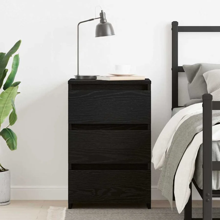 Cabinet de chevet avec tiroir Chêne noir 40 x 35 x 62,5 cm - 4