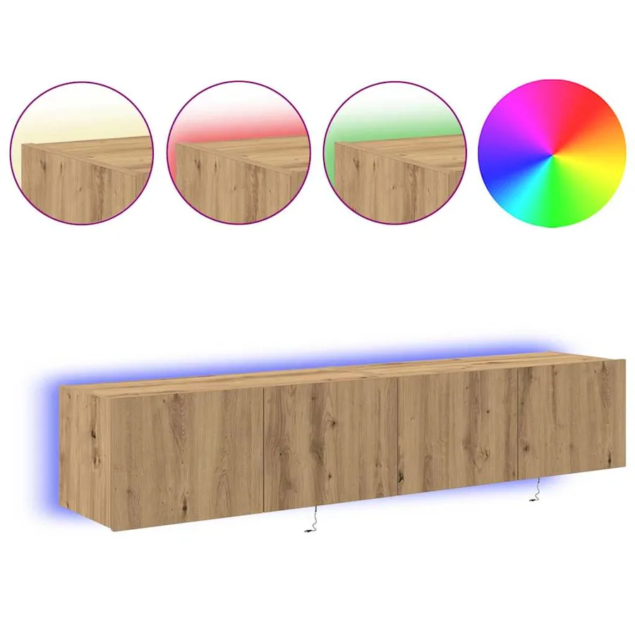Meuble TV mural 2 pcs Chêne artisanal Bois d'ingénierie - 4
