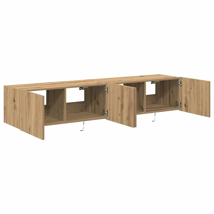 Meuble TV mural 2 pcs Chêne artisanal Bois d'ingénierie - 7
