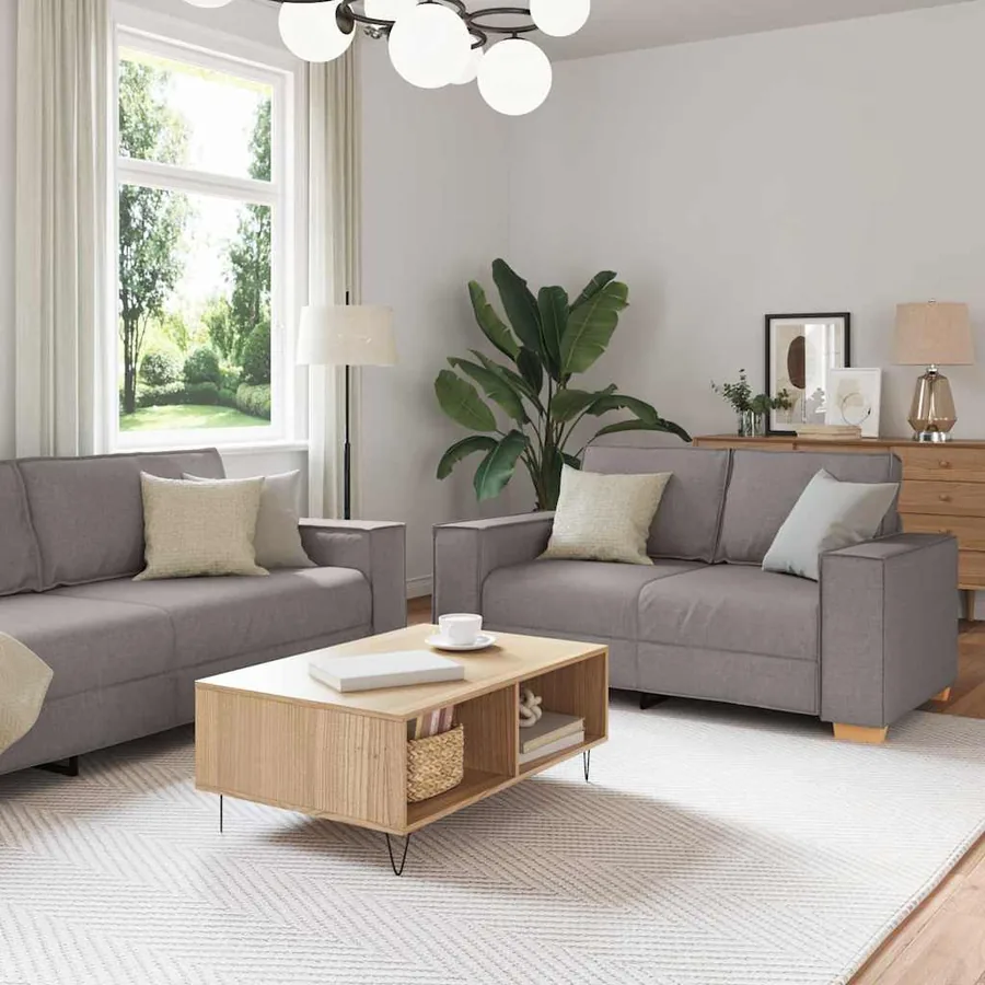 Canapé 3 pcs Taupe 220 x 80 x 84 cm Tissu en lin mélangé