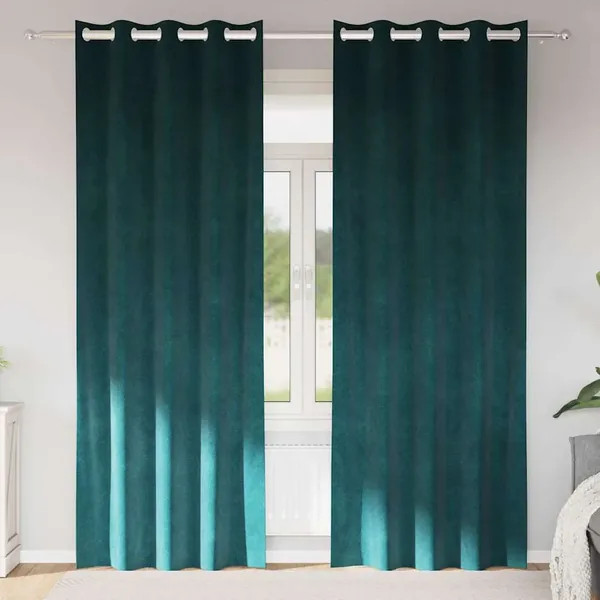 Rideaux occultants 2 pcs Vert foncé 140 x 225 cm Velours