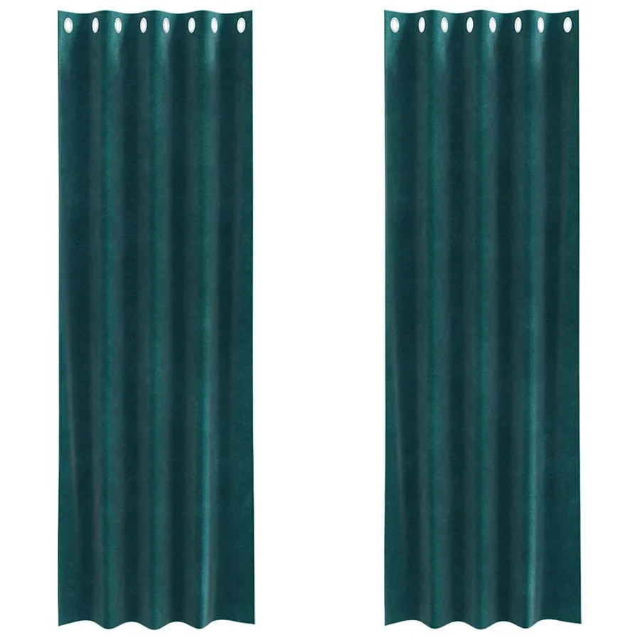 Rideaux occultants 2 pcs Vert foncé 140 x 225 cm Velours - 2