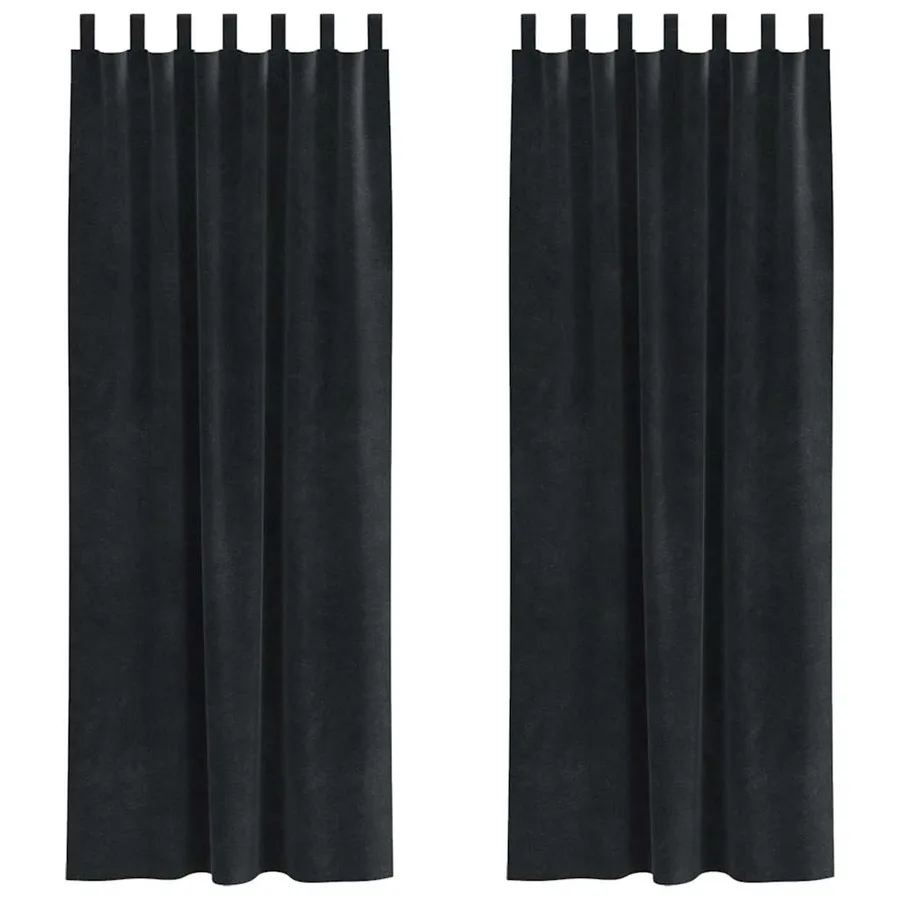 Rideaux occultants 2 pcs Noir 140 x 260 cm Velours - 2