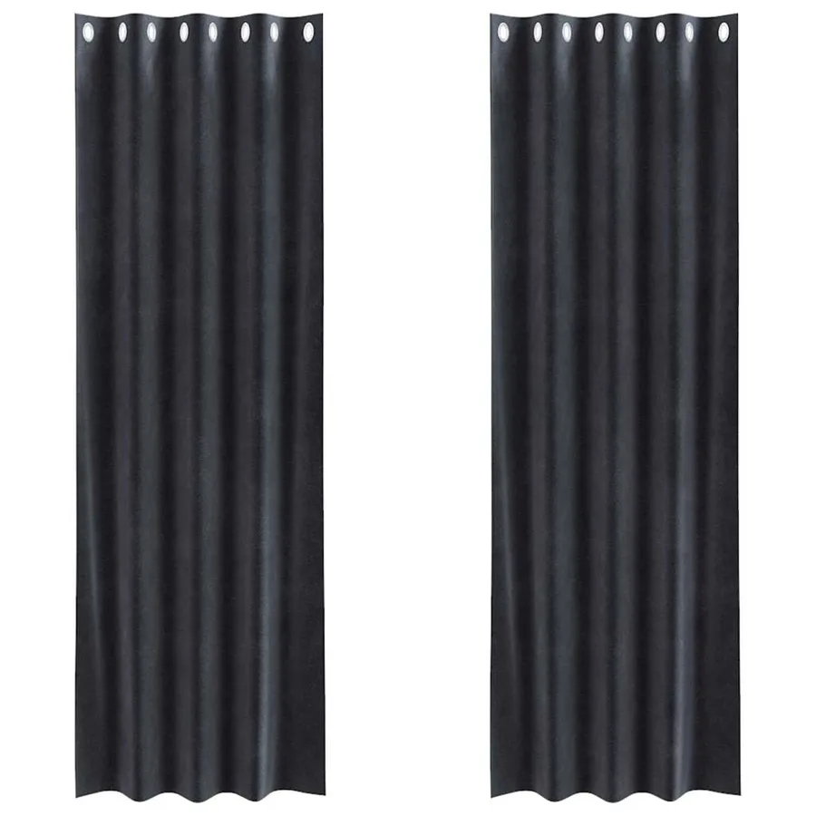 Rideaux occultants 2 pcs Gris foncé 140 x 225 cm Velours - 2
