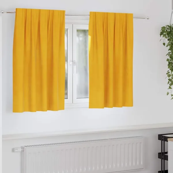 Rideaux occultants 2 pcs Jaune moutarde 140 x 140 cm Velours