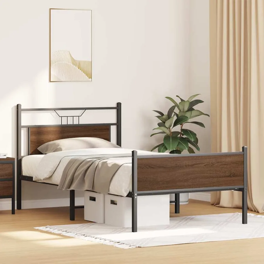 Cadre de lit sans matelas chêne marron 107x203 cm - 5