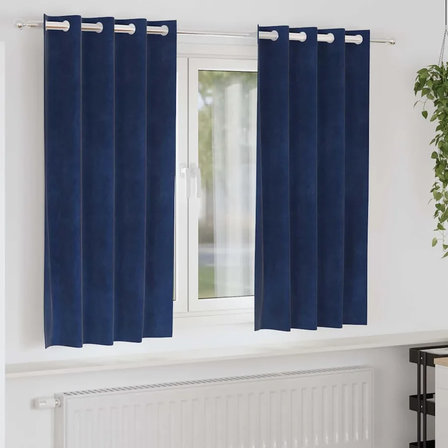 Rideaux occultants 2 pcs Bleu foncé 140 x 175 cm Velours