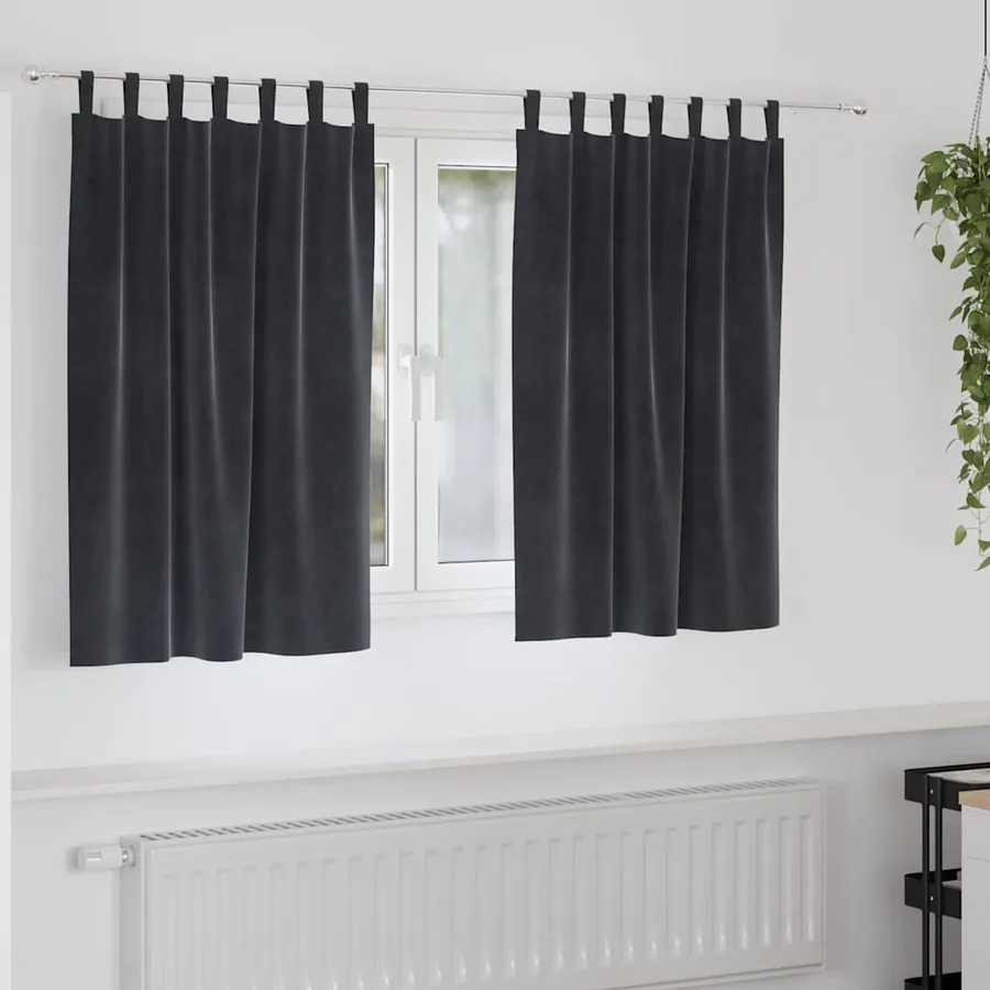 Rideaux occultants 2 pcs Gris foncé 140 x 140 cm Velours