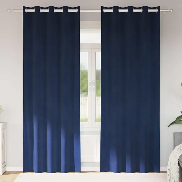 Rideaux occultants 2 pcs Bleu foncé 140 x 245 cm Velours