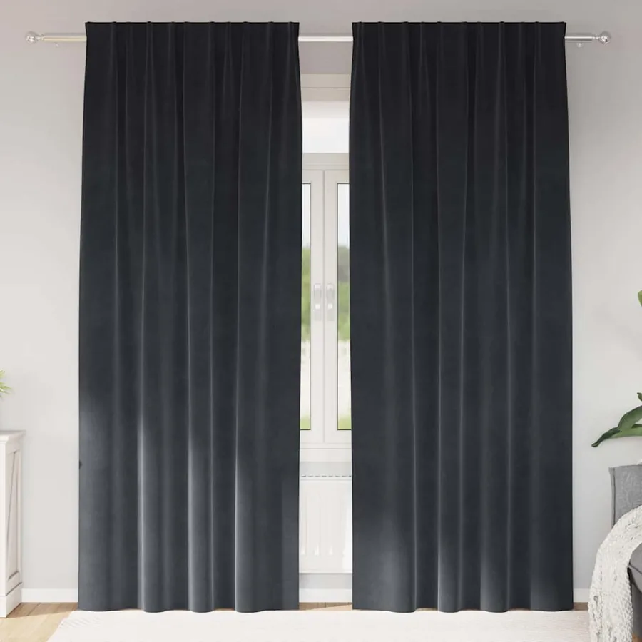 Rideaux occultants 2 pcs Gris foncé 140 x 245 cm Velours
