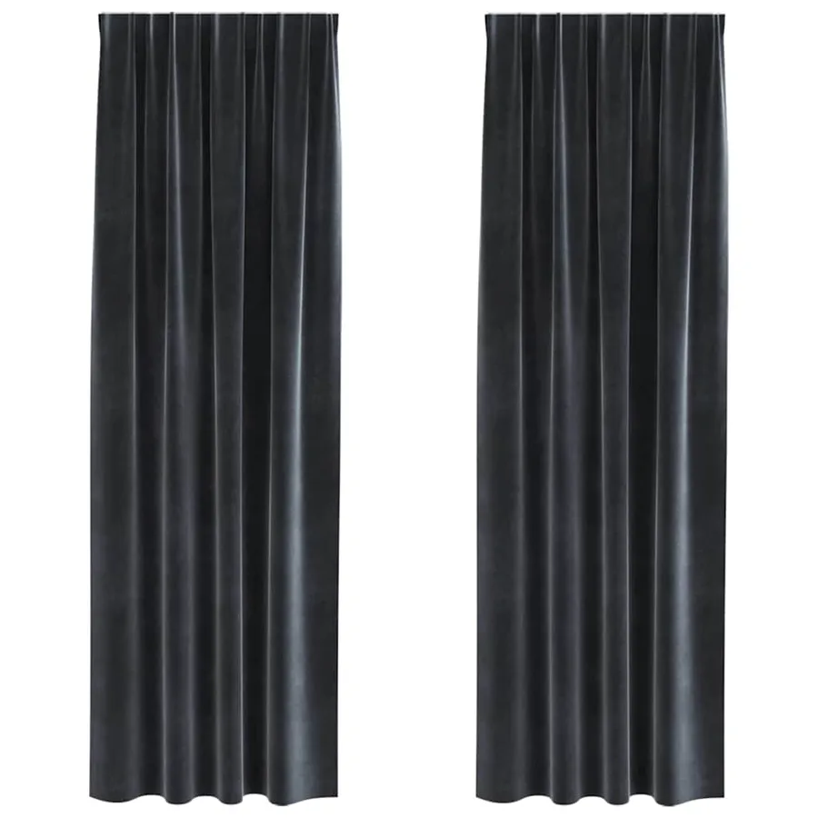 Rideaux occultants 2 pcs Gris foncé 140 x 245 cm Velours - 2
