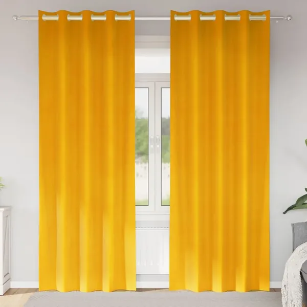 Rideaux occultants 2 pcs Jaune moutarde 140 x 245 cm Velours