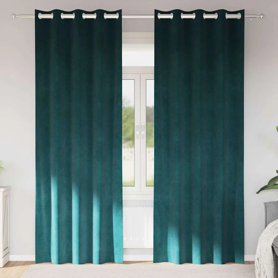 Rideaux occultants 2 pcs Vert foncé 140 x 260 cm Velours