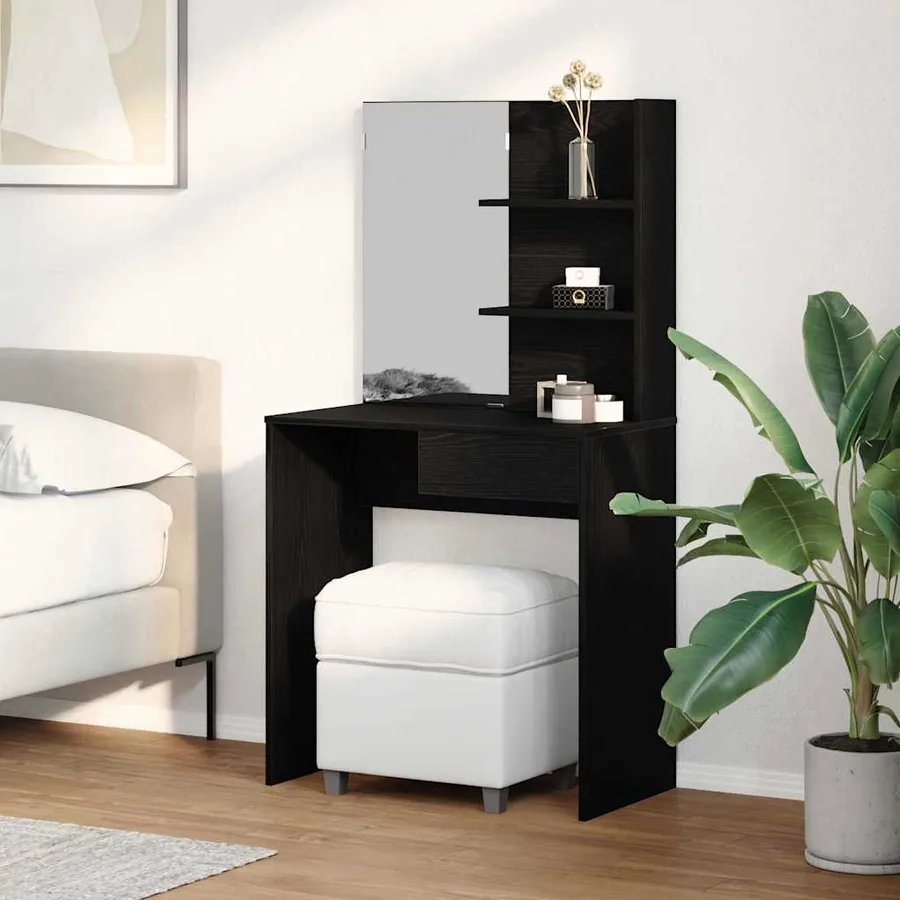 Table de Toilette avec tiroir Chêne noir 74,5 x 40 x 141 cm