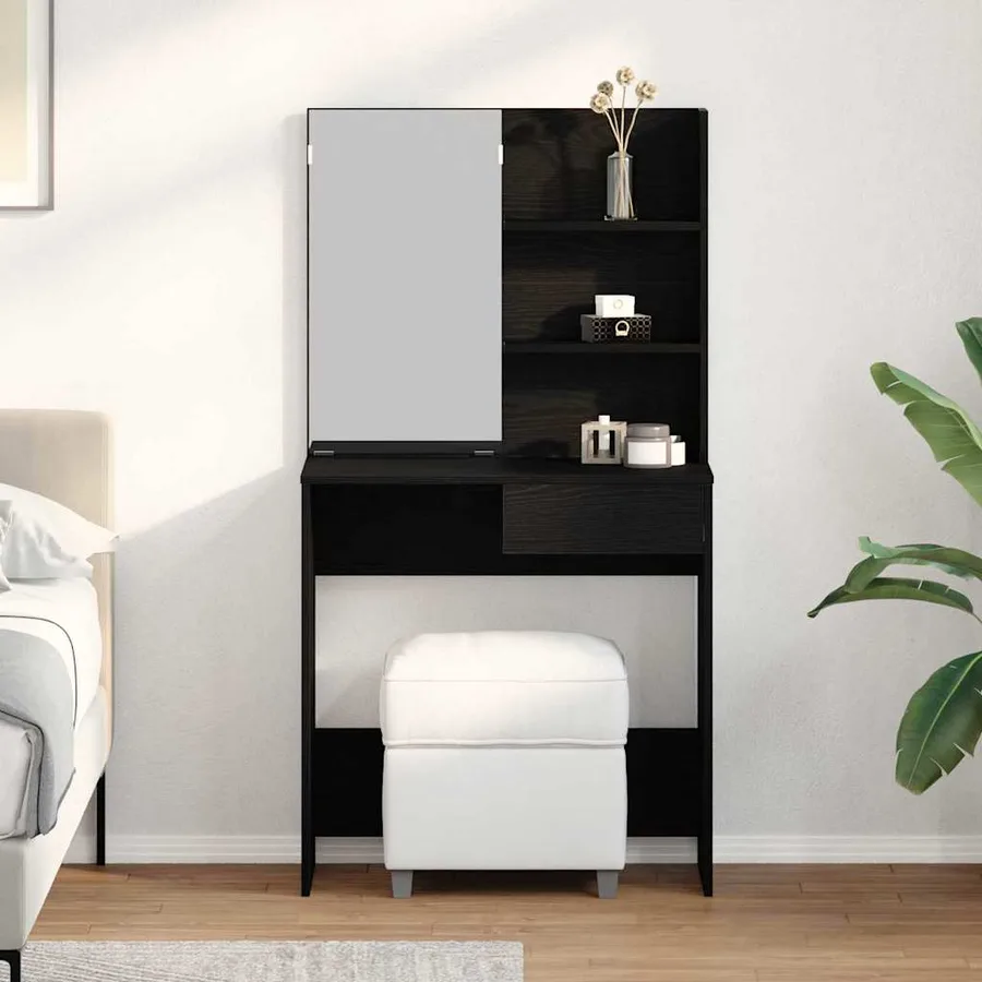 Table de Toilette avec tiroir Chêne noir 74,5 x 40 x 141 cm - 4