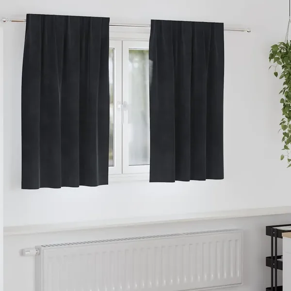 Rideaux occultants 2 pcs Noir 140 x 140 cm Velours