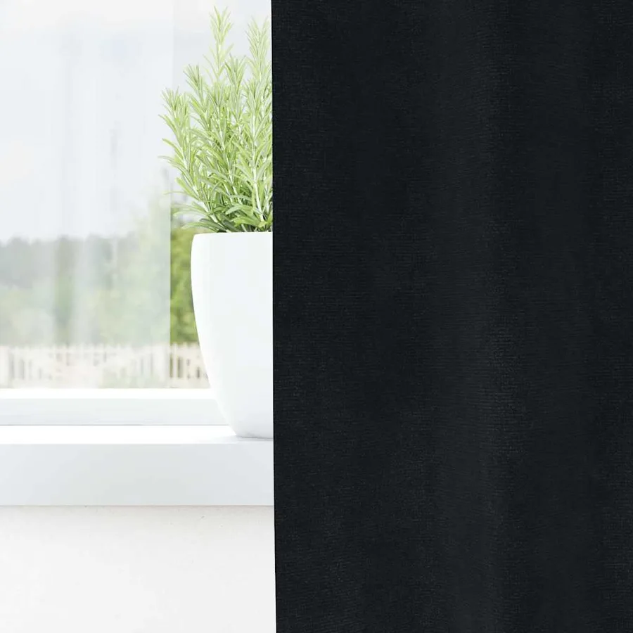 Rideaux occultants 2 pcs Noir 140 x 140 cm Velours - 3
