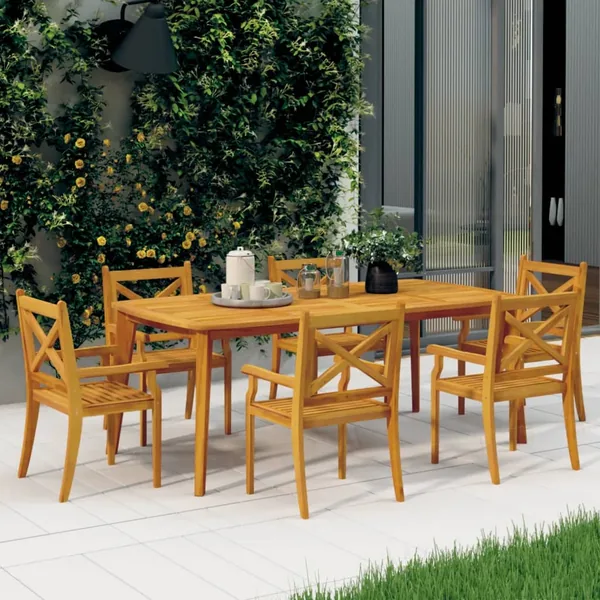 Chaises à manger d'extérieur lot de 6 Bois d'acacia massif