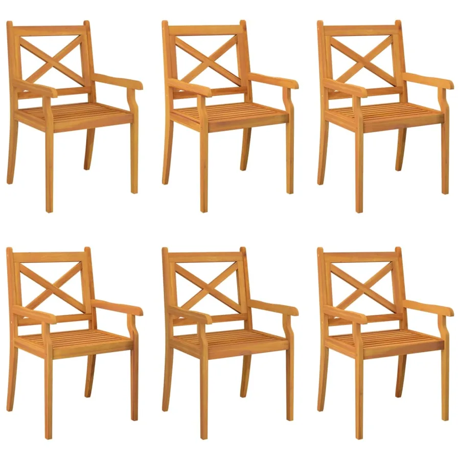 Chaises à manger d'extérieur lot de 6 Bois d'acacia massif - 2
