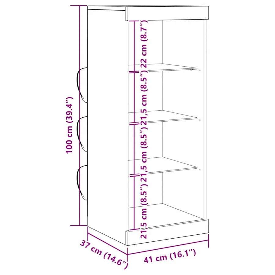 Buffet LED Chêne noir 41 x 37 x 100 cm Bois d'ingénierie - 13