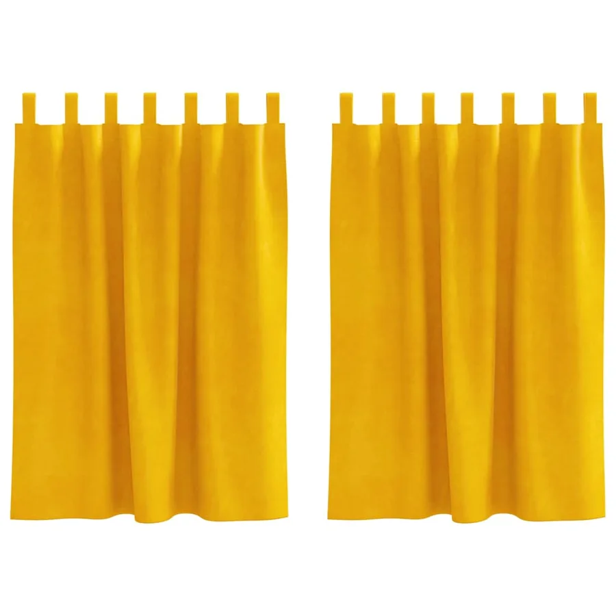 Rideaux occultants 2 pcs Jaune moutarde 140 x 140 cm Velours - 2