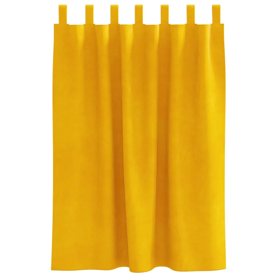 Rideaux occultants 2 pcs Jaune moutarde 140 x 140 cm Velours - 4