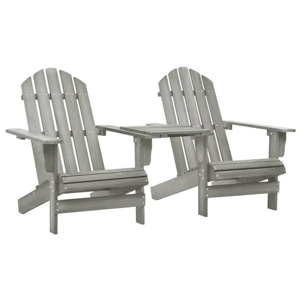 Chaises de jardin Adirondack avec table bois de sapin gris