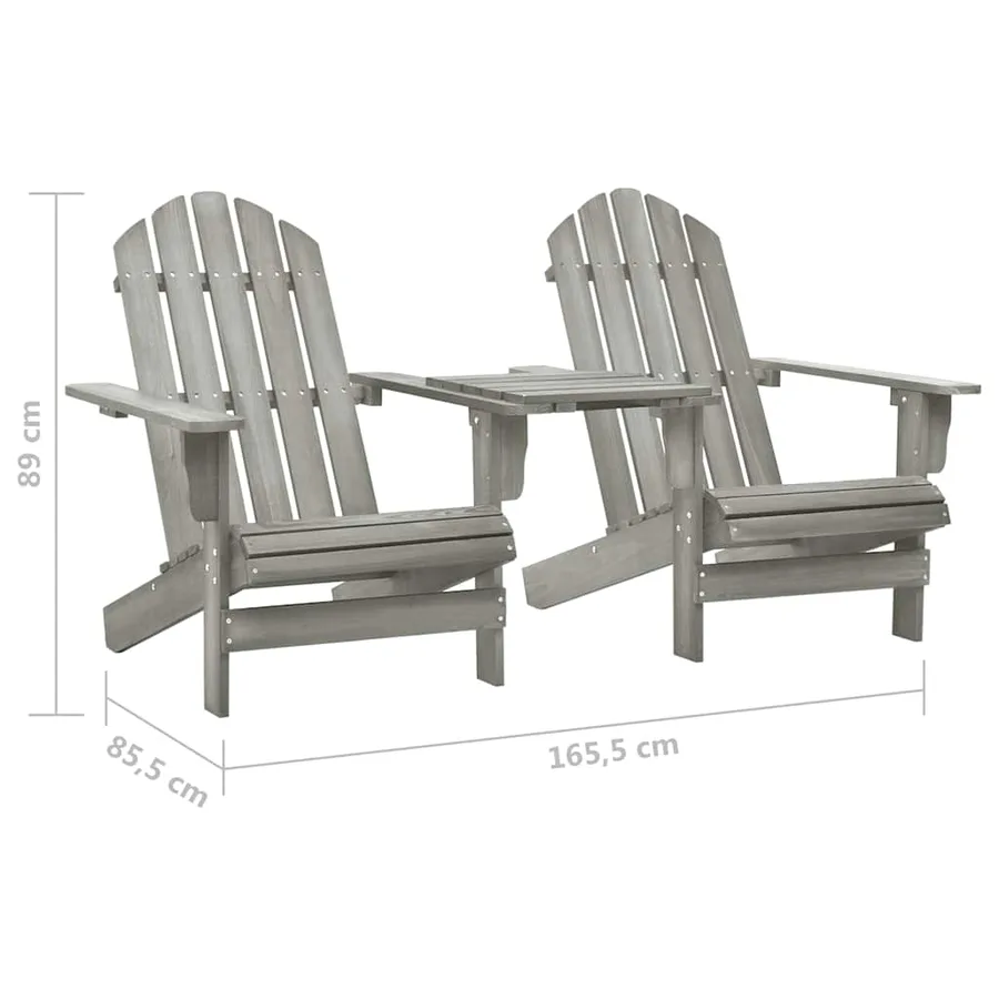 Chaises de jardin Adirondack avec table bois de sapin gris - 6