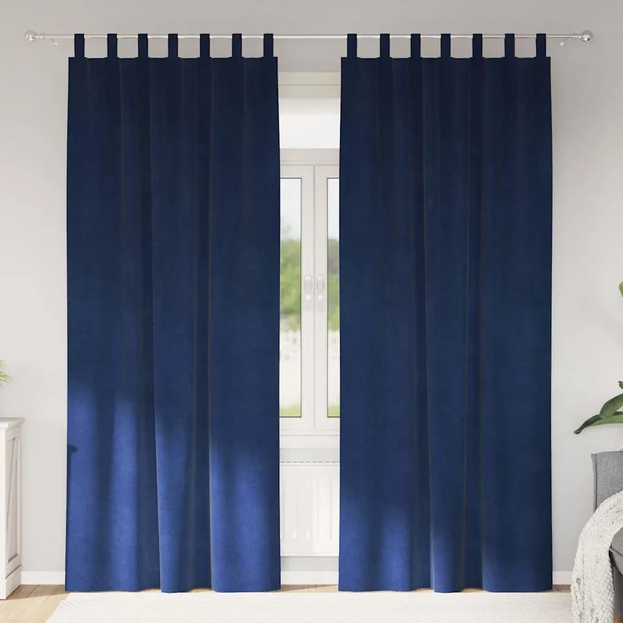 Rideaux occultants 2 pcs Bleu foncé 140 x 245 cm Velours