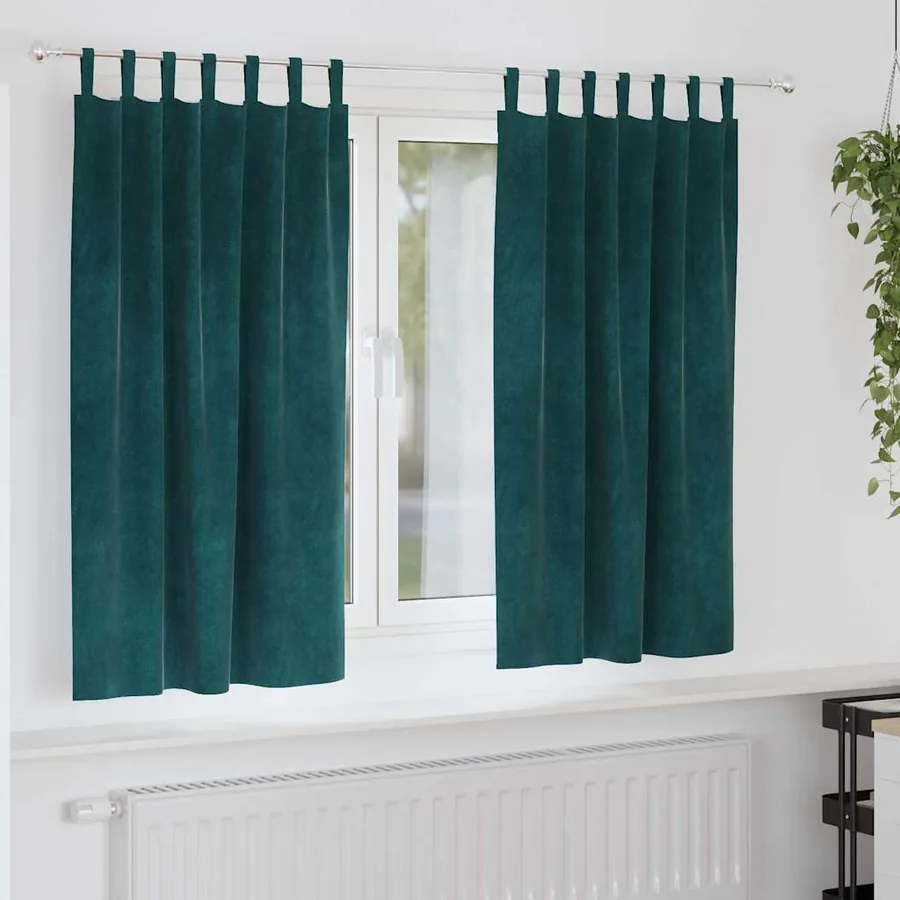 Rideaux occultants 2 pcs Vert foncé 140 x 175 cm Velours