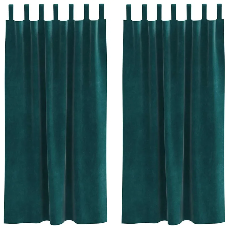 Rideaux occultants 2 pcs Vert foncé 140 x 175 cm Velours - 2