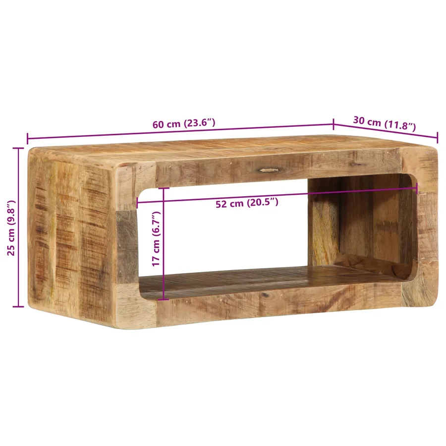 TV Wall Cabinet 60x30x25 cm Solid Wood Rough Mango - Untranslated - 6