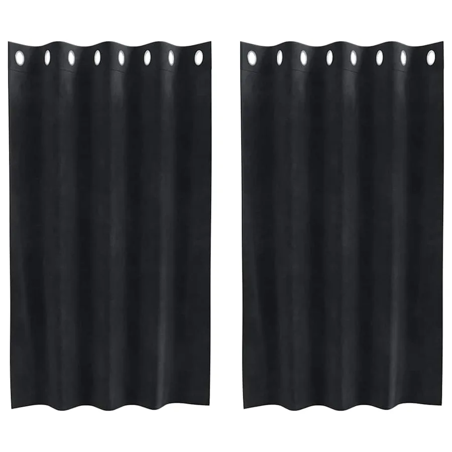 Rideaux occultants 2 pcs Noir 140 x 140 cm Velours - 2