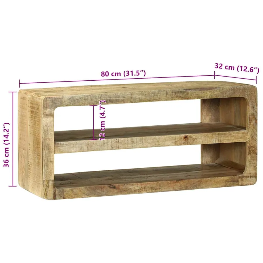Meuble TV Marron 80 x 32 x 36 cm Bois de manguier massif - 11