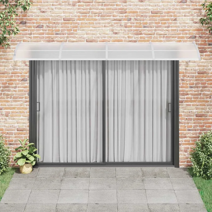 Auvent de porte gris 350 x 100 cm en polycarbonate - 3