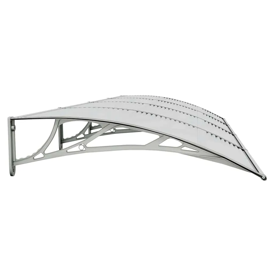 Auvent de porte gris 350 x 100 cm en polycarbonate - 5