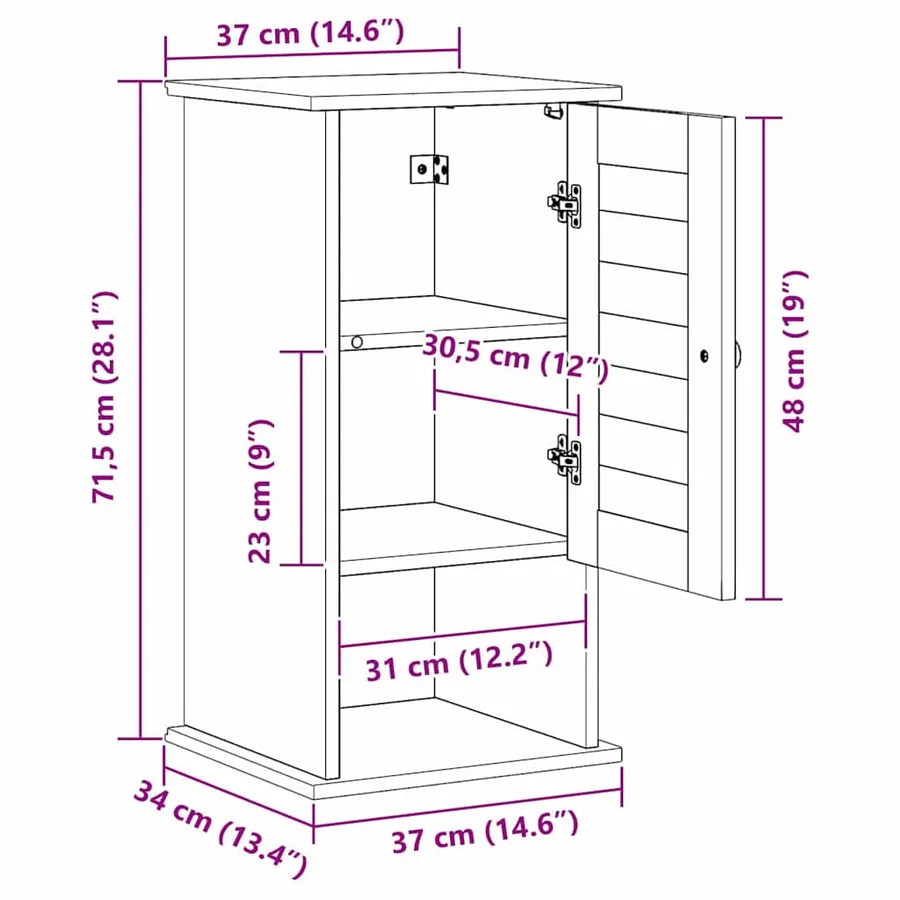 Armoire de salle de bain avec porte VIGO Blanc et Blanc Antique - 12