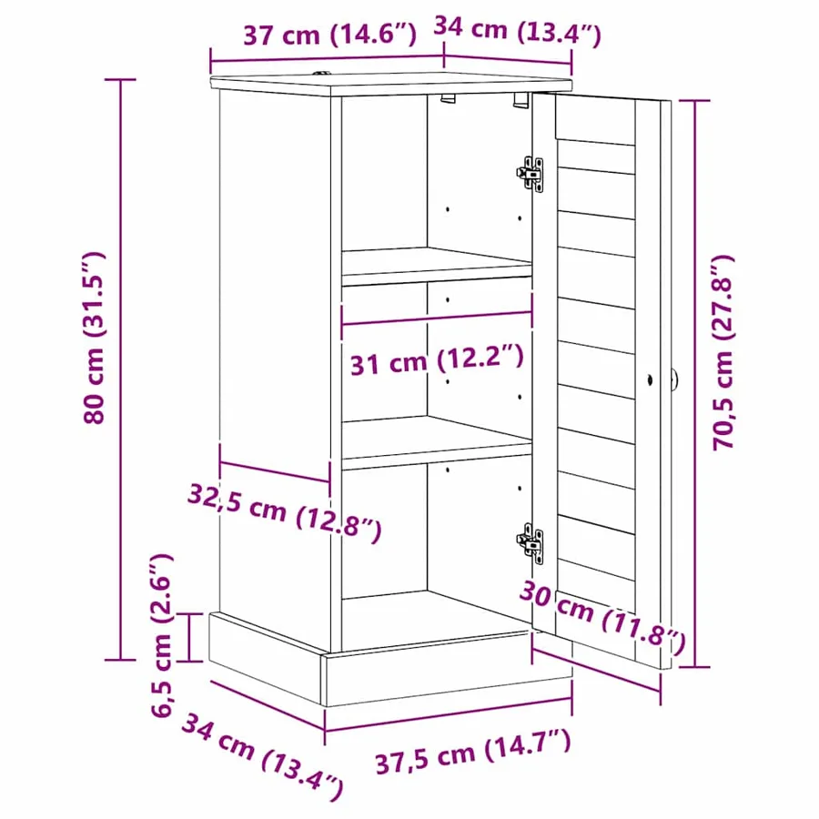 Armoire de salle de bain avec porte VIGO Marron et Marron Miel - 12