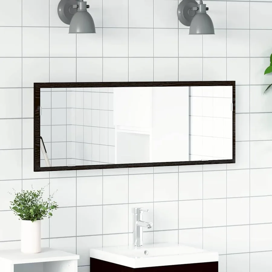 Miroir de salle de bain LED Chêne noir 100 x 8,5 x 37 cm Verre