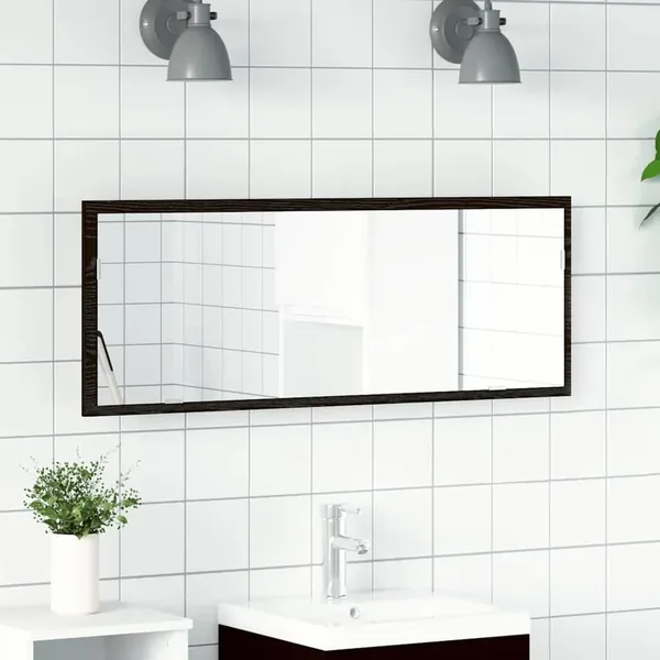 Miroir de salle de bain LED Chêne noir 100 x 8,5 x 37 cm Verre