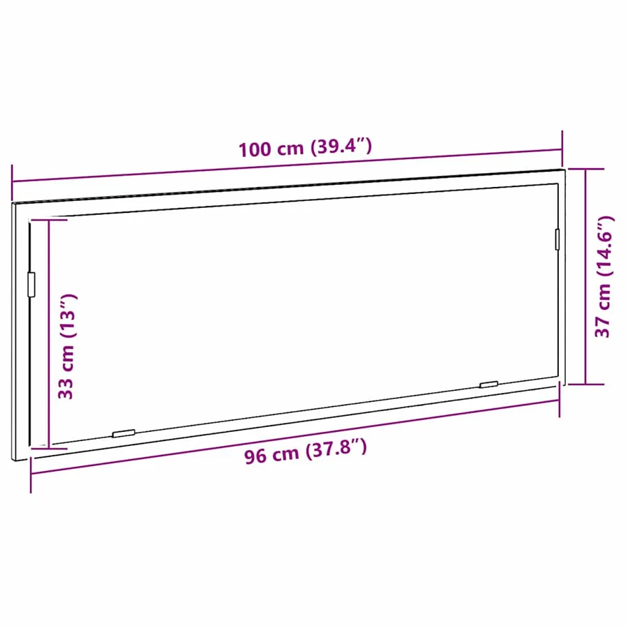 Miroir de salle de bain LED Chêne noir 100 x 8,5 x 37 cm Verre - 12