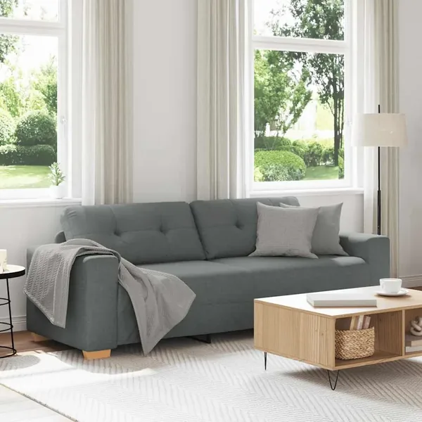 Canapé 3 places gris foncé 220 x 78 x 80 cm tissu