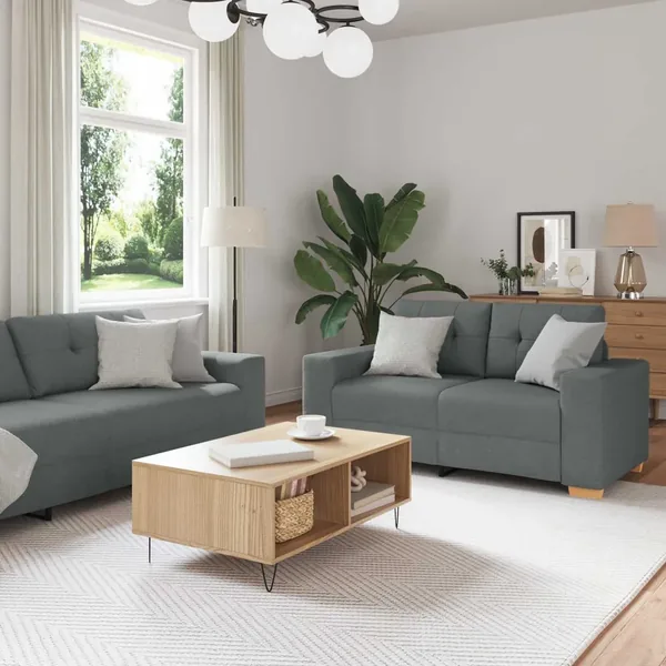 Canapé 3 pcs Gris foncé 221 x 80 x 80 cm Tissu en lin mélangé