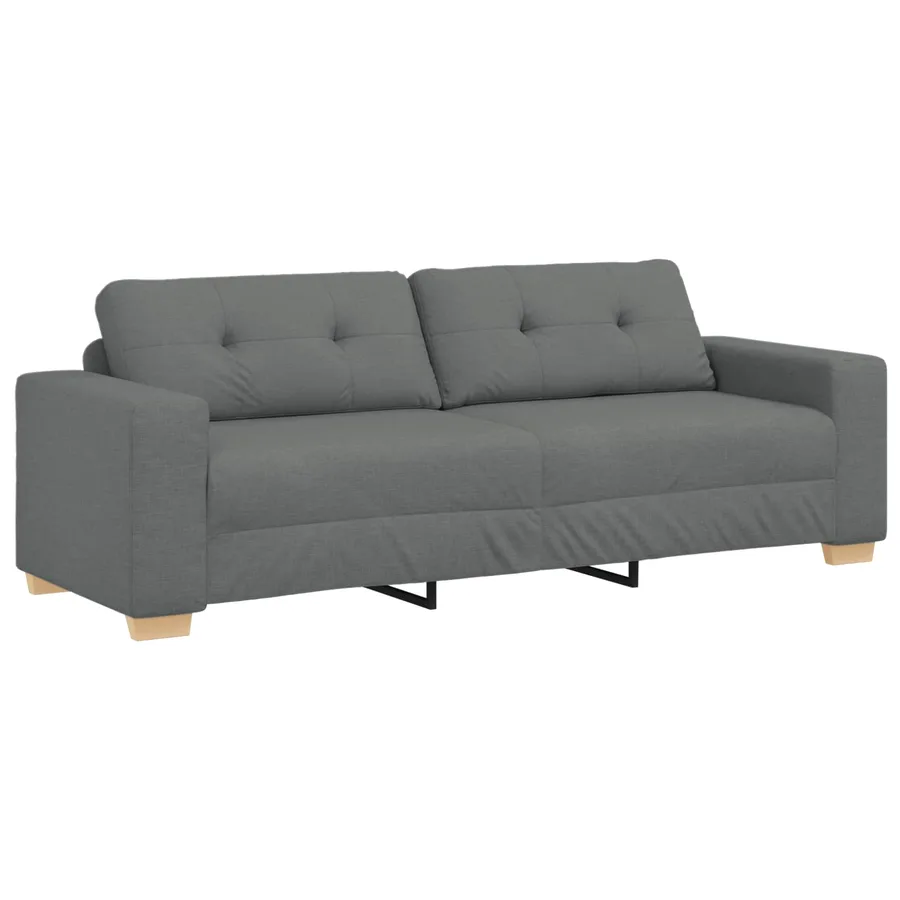 Canapé 3 pcs Gris foncé 221 x 80 x 80 cm Tissu en lin mélangé - 6