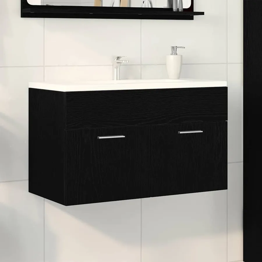 Armoire d'évier Chêne noir 38,5 x 100 x 46 cm Bois d'ingénierie