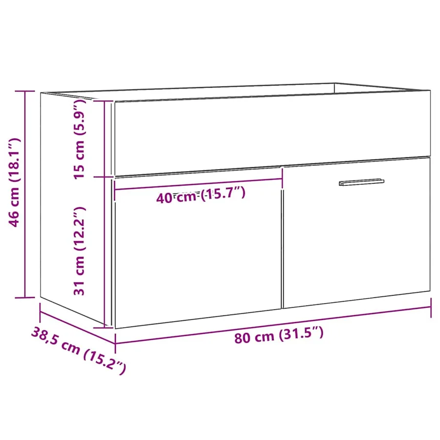 Armoire d'évier Chêne noir 38,5 x 100 x 46 cm Bois d'ingénierie - 12
