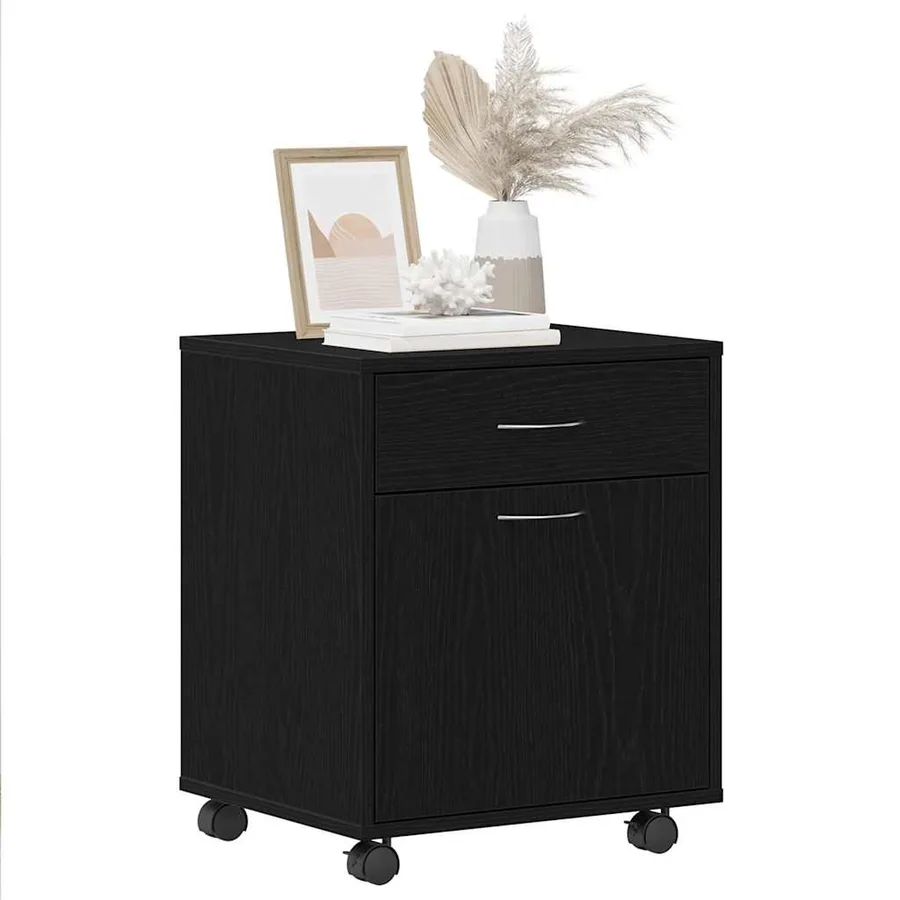 Cabinet roulant Chêne noir 45 x 38 x 54 cm Bois d'ingénierie - 3