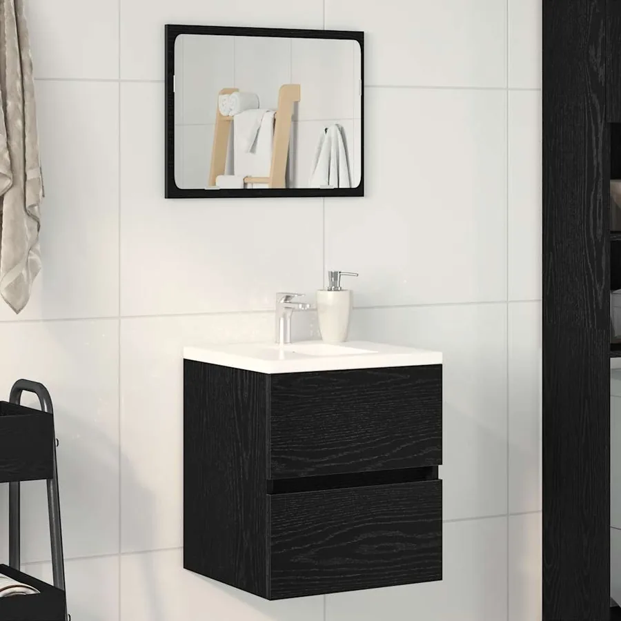 Meuble sous-vasque de salle de bain en chêne noir 41 x 38,5 x 45 cm bois d'ingénierie