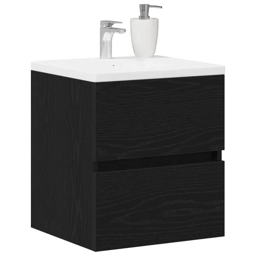Meuble sous-vasque de salle de bain en chêne noir 41 x 38,5 x 45 cm bois d'ingénierie - 4